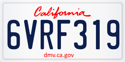 CA license plate 6VRF319