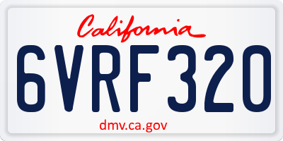 CA license plate 6VRF320