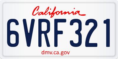 CA license plate 6VRF321