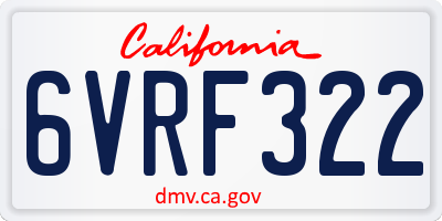 CA license plate 6VRF322
