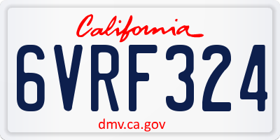 CA license plate 6VRF324