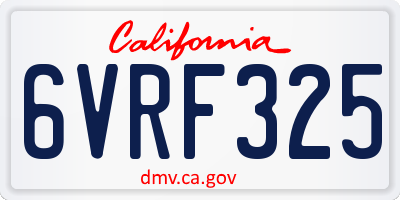 CA license plate 6VRF325