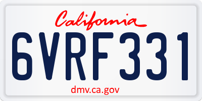 CA license plate 6VRF331