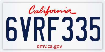 CA license plate 6VRF335
