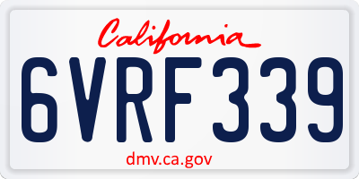 CA license plate 6VRF339