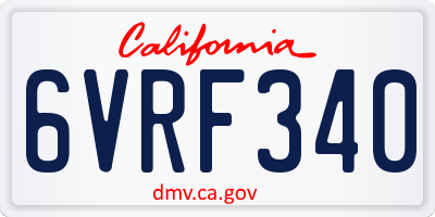 CA license plate 6VRF340