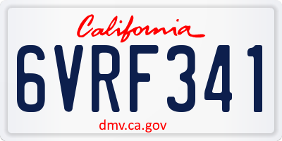 CA license plate 6VRF341