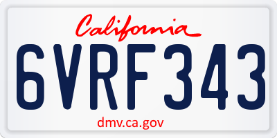 CA license plate 6VRF343