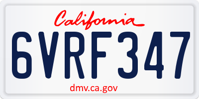 CA license plate 6VRF347