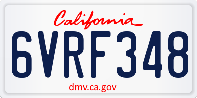 CA license plate 6VRF348