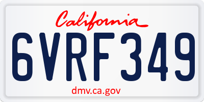 CA license plate 6VRF349