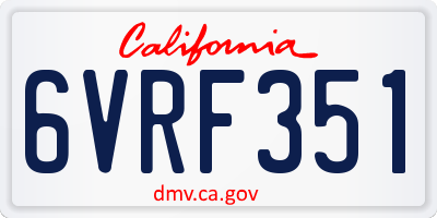 CA license plate 6VRF351