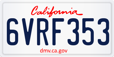 CA license plate 6VRF353