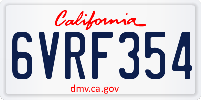 CA license plate 6VRF354
