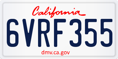 CA license plate 6VRF355