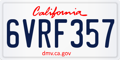 CA license plate 6VRF357
