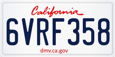 CA license plate 6VRF358