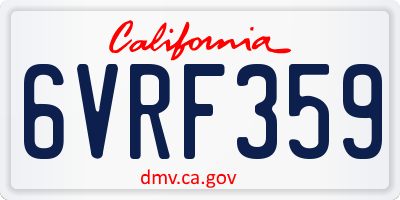 CA license plate 6VRF359