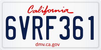 CA license plate 6VRF361