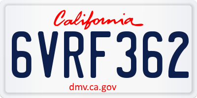 CA license plate 6VRF362
