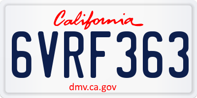 CA license plate 6VRF363