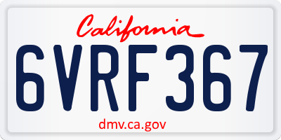 CA license plate 6VRF367