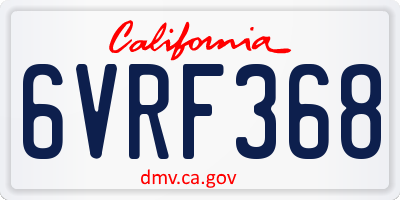 CA license plate 6VRF368
