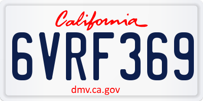 CA license plate 6VRF369