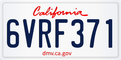 CA license plate 6VRF371