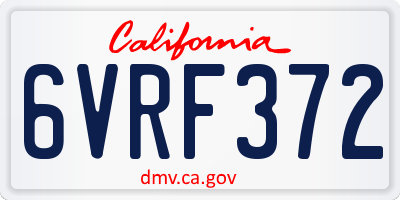 CA license plate 6VRF372