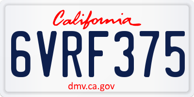 CA license plate 6VRF375
