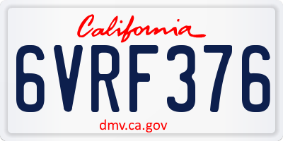 CA license plate 6VRF376