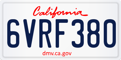 CA license plate 6VRF380