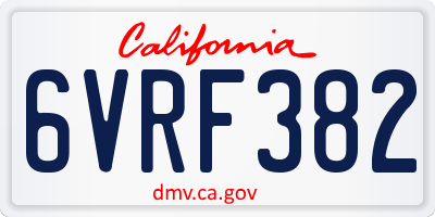 CA license plate 6VRF382