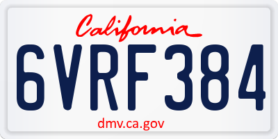 CA license plate 6VRF384
