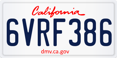 CA license plate 6VRF386
