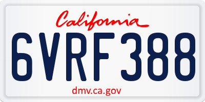 CA license plate 6VRF388