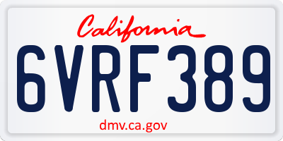 CA license plate 6VRF389