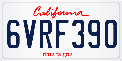 CA license plate 6VRF390