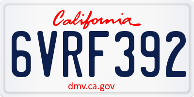 CA license plate 6VRF392