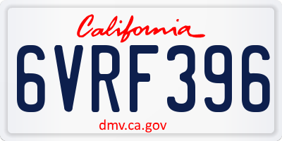 CA license plate 6VRF396
