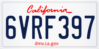 CA license plate 6VRF397