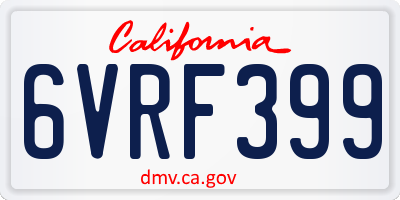 CA license plate 6VRF399