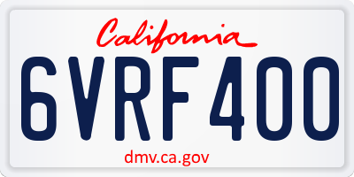 CA license plate 6VRF400