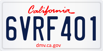 CA license plate 6VRF401