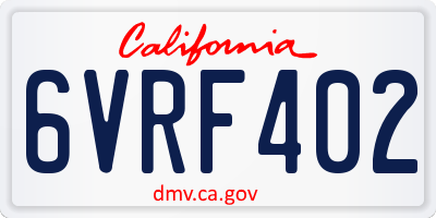 CA license plate 6VRF402
