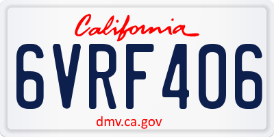 CA license plate 6VRF406