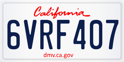 CA license plate 6VRF407