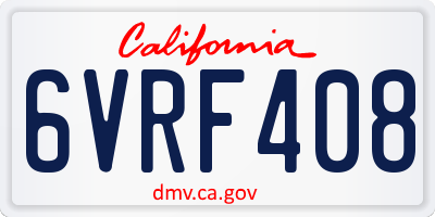 CA license plate 6VRF408