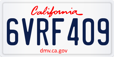 CA license plate 6VRF409